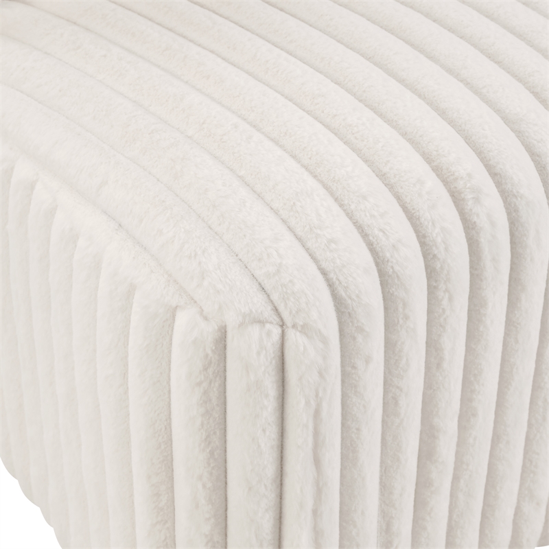 Lucia Swivel Chair in White Cord Fur Fabric