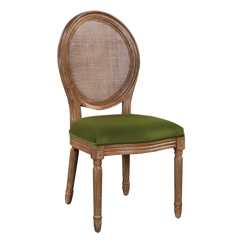 Stella Cane Back Chair in Moss Green Fabric