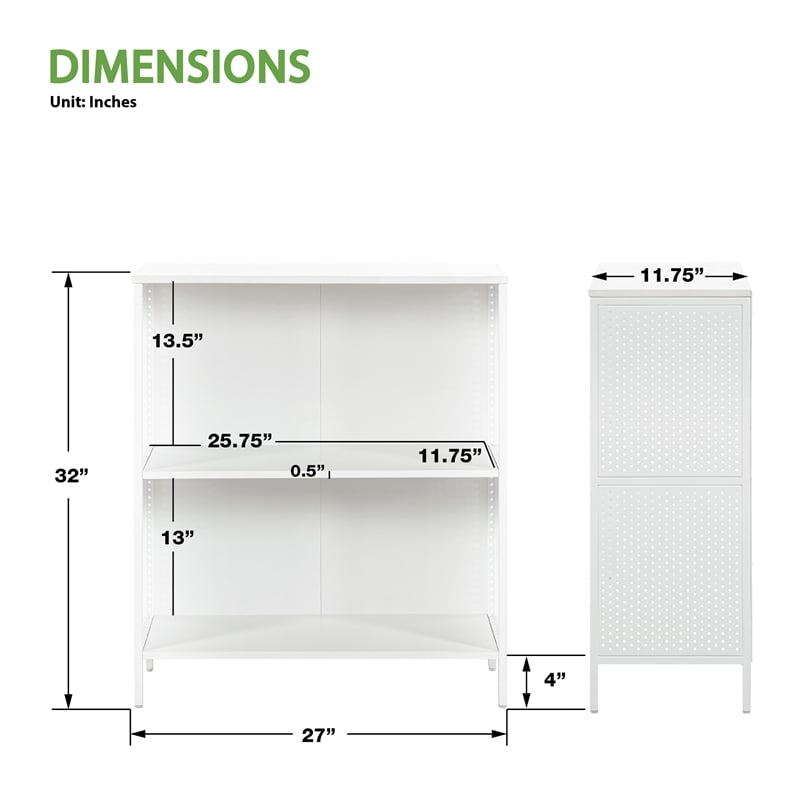 Ace 2 Shelf Bookcase In Engineered Wood White Finish