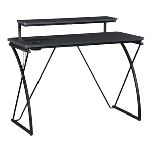 Biome 44&quot Battlestation Gaming Desk With Bluetooth LED Lights in Steel Gray