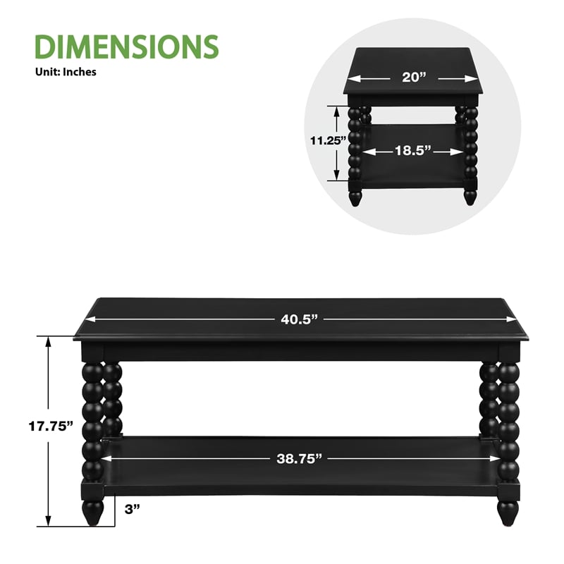 Elise Coffee Table in Engineered Wood  Black Finish