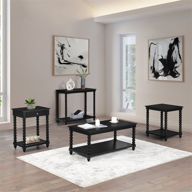 Elise Foyer Table in Engineered Wood Black Finish