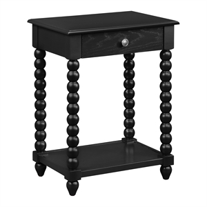 Elise Side Table With Drawer in Engineered Wood Black Finish