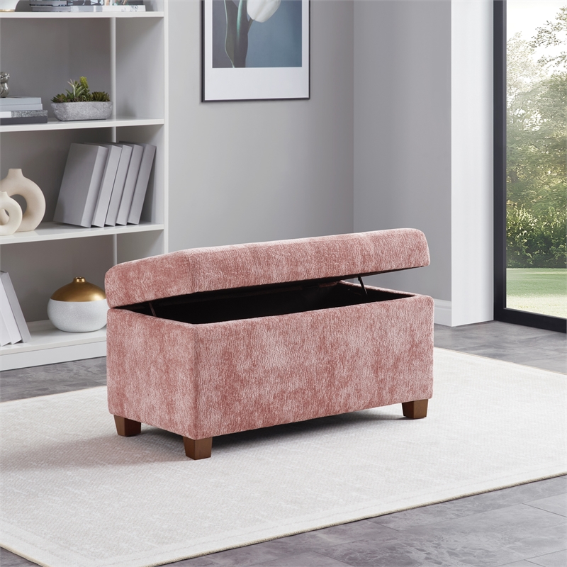 Metro Storage Ottoman in Dusty Rose Fabric