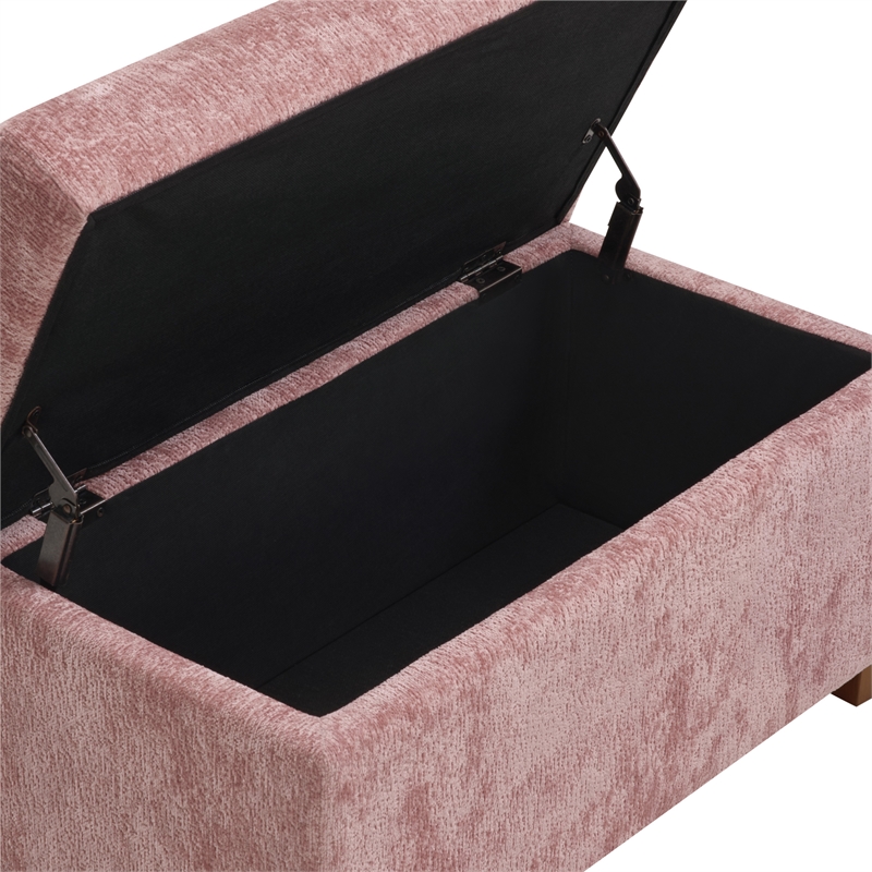 Metro Storage Ottoman in Dusty Rose Fabric