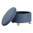 Baynes Round Storage Ottoman in Navy Fabric