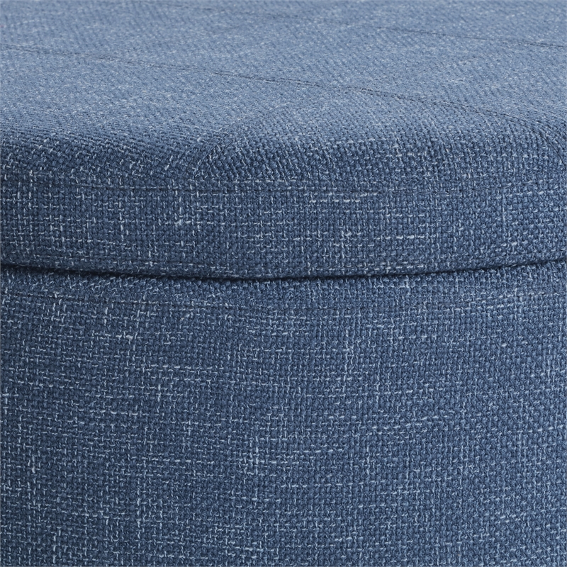 Baynes Round Storage Ottoman in Navy Fabric