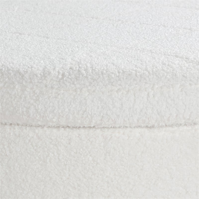Baynes Storage Ottoman in Ivory Sherpa Fabric