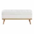 Katheryn Storage Bench in Ivory Sherpa Fabric with National Wood Legs