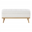 Katheryn Storage Bench in Ivory Sherpa Fabric with National Wood Legs