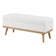 Katheryn Storage Bench in Ivory Sherpa Fabric with National Wood Legs