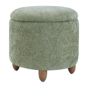 Lyra Storage Ottoman in Spring Green Fabric with Medium Oak Legs