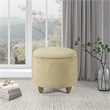 Lyra Storage Ottoman in Camel Fabric with Medium Oak Legs