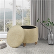 Lyra Storage Ottoman in Camel Fabric with Medium Oak Legs