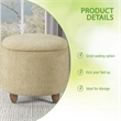 Lyra Storage Ottoman in Camel Fabric with Medium Oak Legs