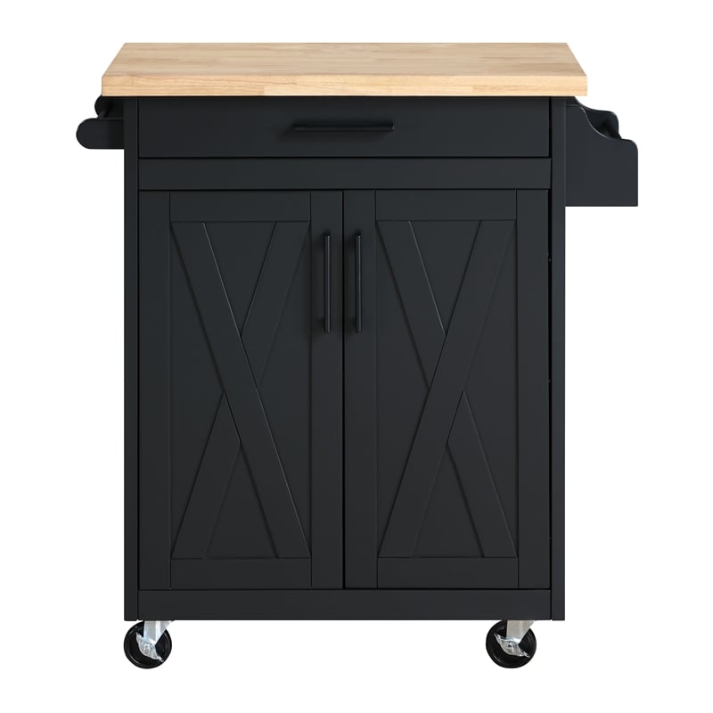 Bolten Kitchen Cart in Engineered Wood Black Finish
