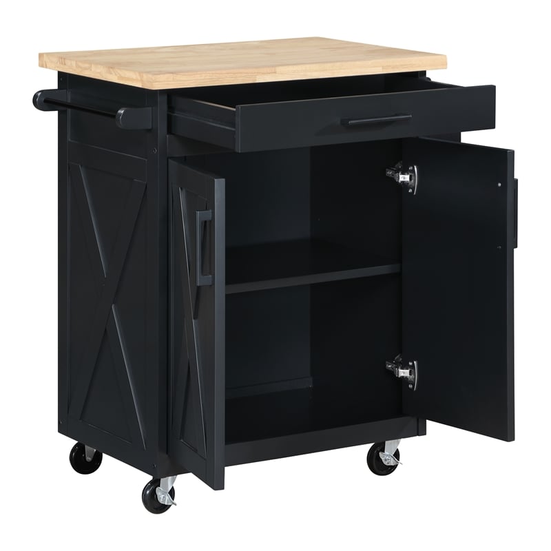Bolten Kitchen Cart in Engineered Wood Black Finish