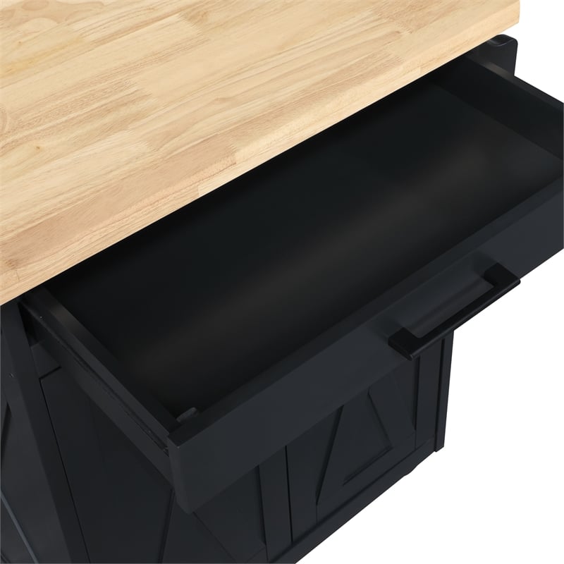 Bolten Kitchen Cart in Engineered Wood Black Finish