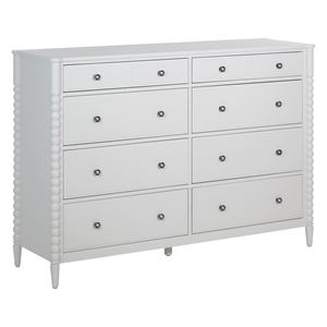 Spindle 8-Drawer Dresser in Engineered Wood Sandcastle Antique White Finish