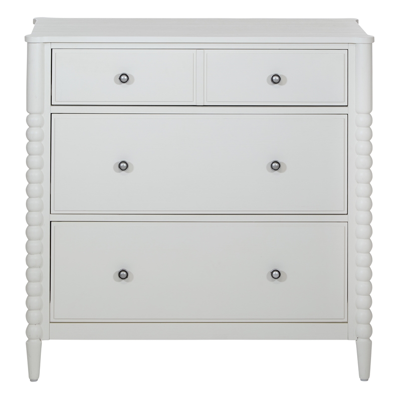Spindle 3-Drawer Chest in Engineered Wood Sandcastle Antique White Finish