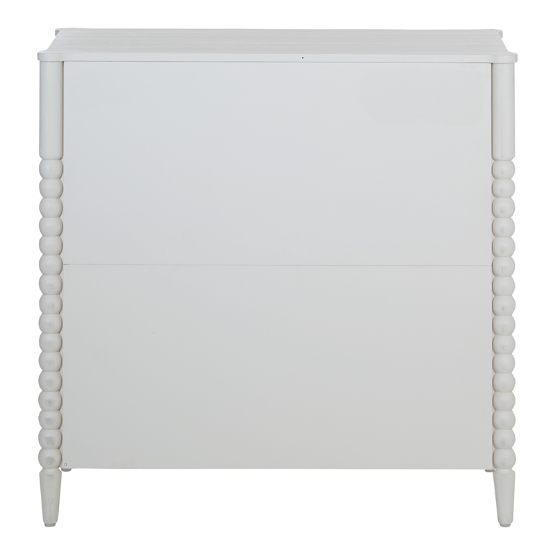 Spindle 3-Drawer Chest in Engineered Wood Sandcastle Antique White Finish