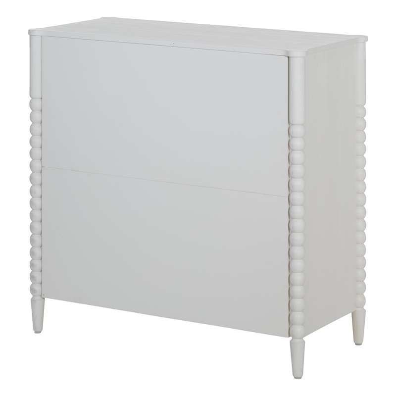 Spindle 3-Drawer Chest in Engineered Wood Sandcastle Antique White Finish