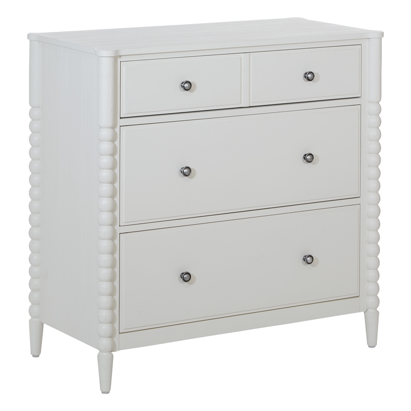 Spindle 3-Drawer Chest in Engineered Wood Sandcastle Antique White Finish