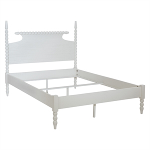 Spindle Queen Bed in Engineered Wood Sandcastle Antique White Finish