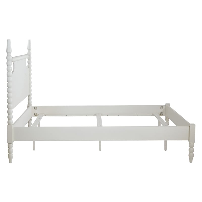 Spindle King Bed Complete Set in Engineered Wood Sandcastle Antique White Finish