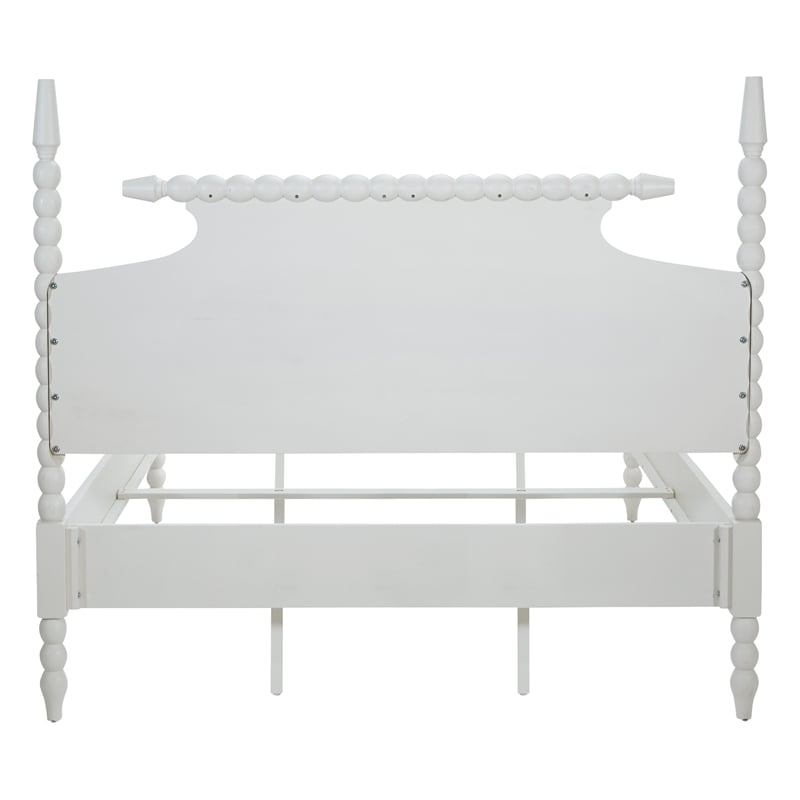 Spindle King Bed Complete Set in Engineered Wood Sandcastle Antique White Finish