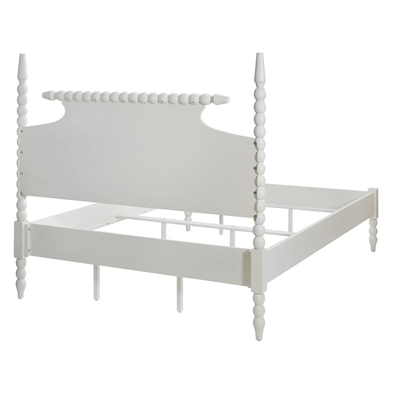 Spindle King Bed Complete Set in Engineered Wood Sandcastle Antique White Finish