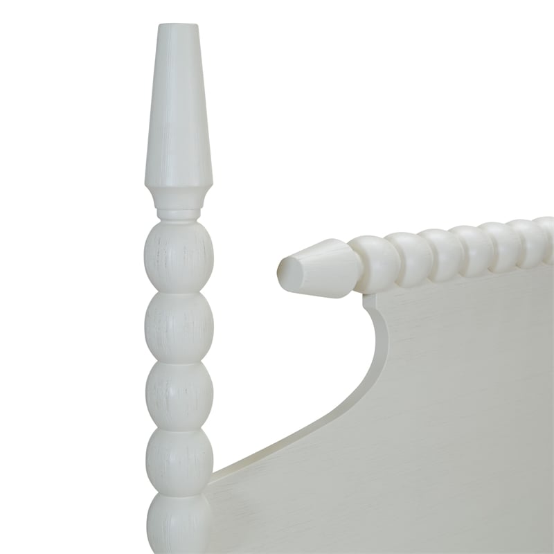 Spindle King Bed Complete Set in Engineered Wood Sandcastle Antique White Finish