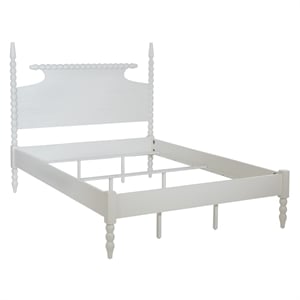 Spindle King Bed Complete Set in Engineered Wood Sandcastle Antique White Finish