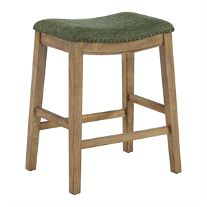 Saddle Stool 24&quot in Pine Fabric With Medium Oak Wood Finish 2-Pack