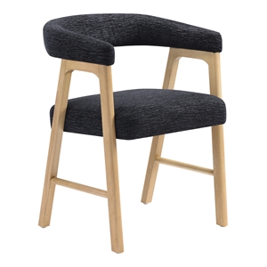 Kayley Dining Chair in Black Fabric with Natural Wood Finish 2-Pack