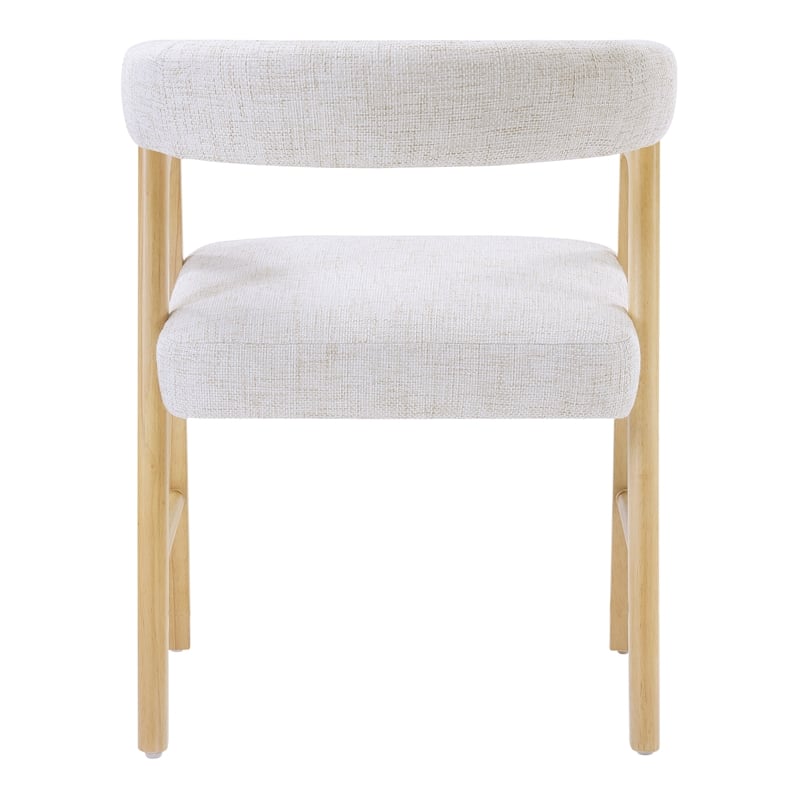 Kayley Dining Chair in Linen White Fabric with Natural Wood Finish 2-Pack