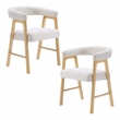 Kayley Dining Chair in Linen White Fabric with Natural Wood Finish 2-Pack