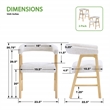Kayley Dining Chair in Linen White Fabric with Natural Wood Finish 2-Pack
