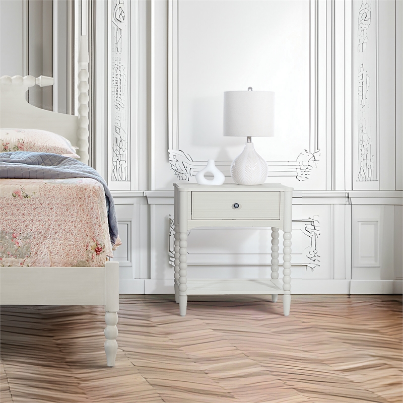 Spindle King Bed Set 1 King Headboard and 2 Night Stands in  White Finish