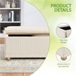 Sahara Flip Top Tray Storage Bench with Natural color wood and White Cord Fabric
