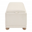 Sahara Flip Top Tray Storage Bench with Natural color wood and White Cord Fabric