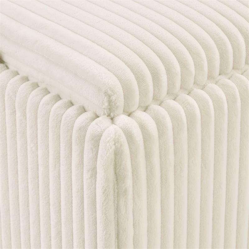 Sahara Flip Top Tray Storage Bench with Natural color wood and White Cord Fabric