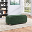 Sahara Flip Top Tray Storage Bench with Natural color wood and Green Cord Fabric