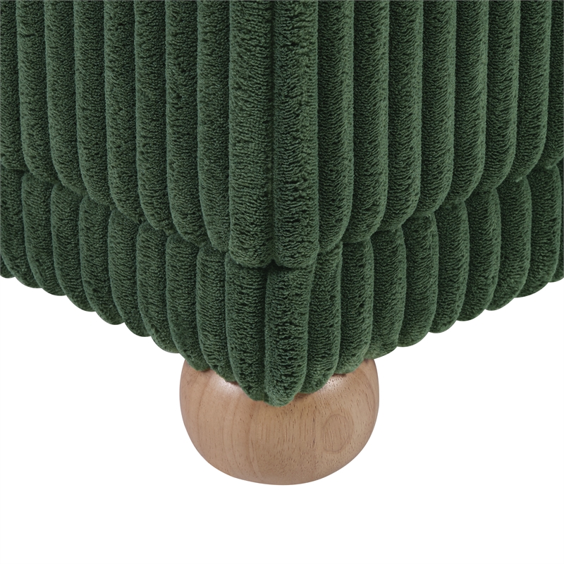 Sahara Flip Top Tray Storage Bench with Natural color wood and Green Cord Fabric