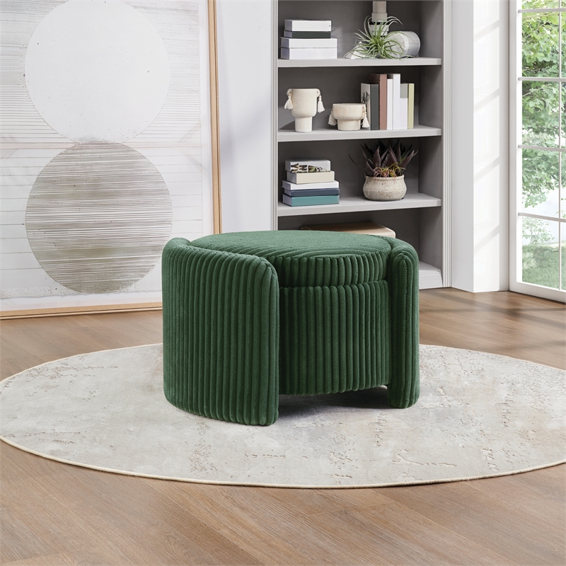 Sable Storage Ottoman with Mango wood Flip Top and Green Fabric