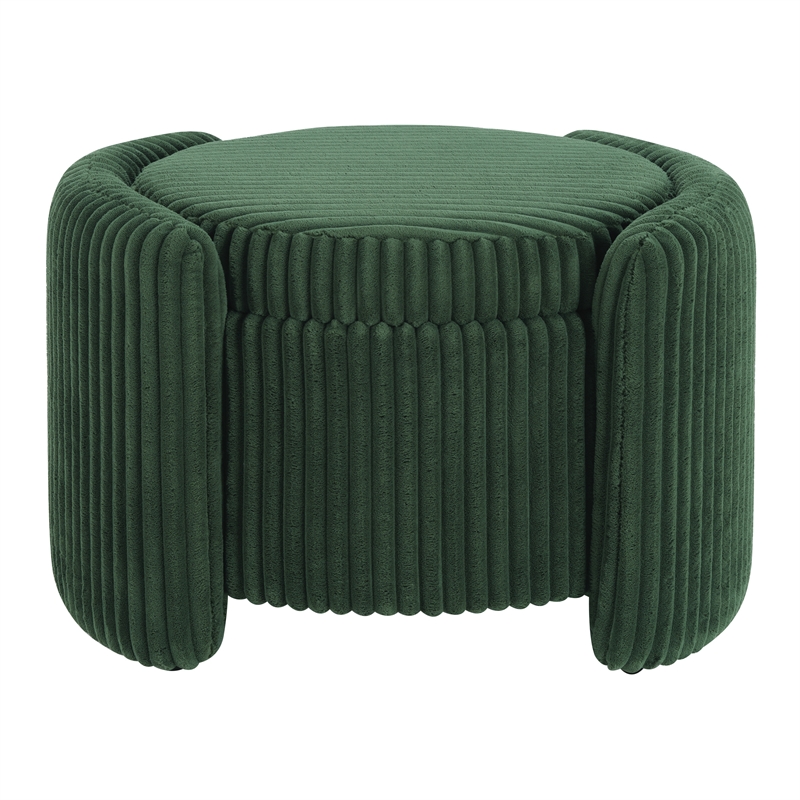 Sable Storage Ottoman with Mango wood Flip Top and Green Fabric