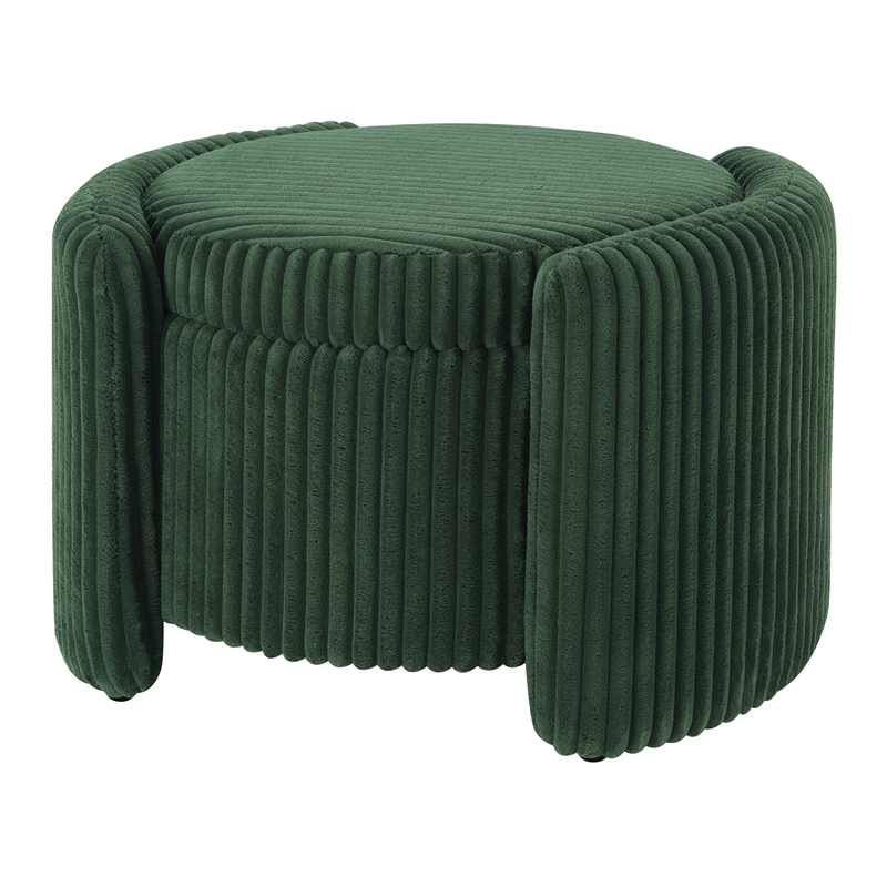 Sable Storage Ottoman with Mango wood Flip Top and Green Fabric