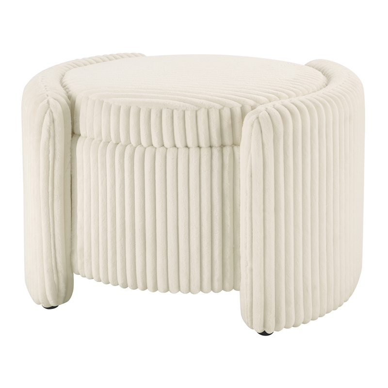 Sable Storage Ottoman with Mango wood Flip Top and White Fabric