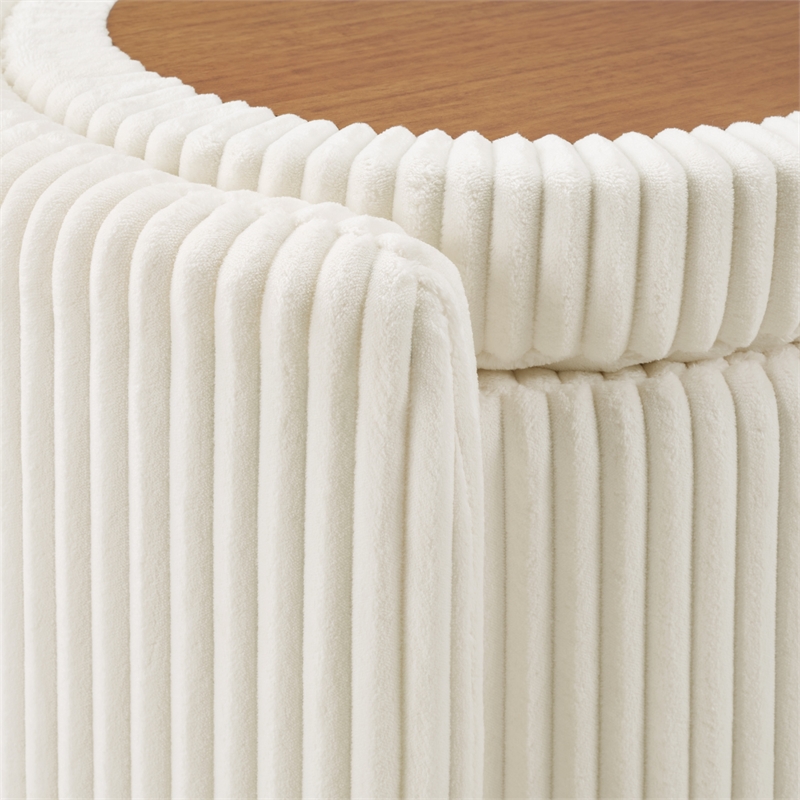 Sable Storage Ottoman with Mango wood Flip Top and White Fabric