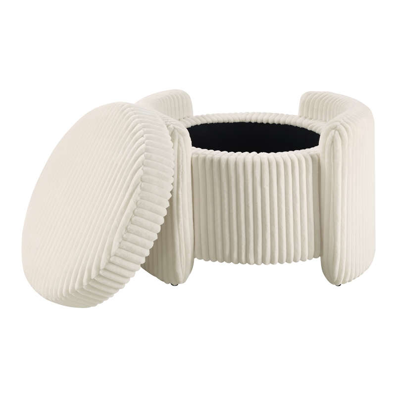 Sable Storage Ottoman with Mango wood Flip Top and White Fabric